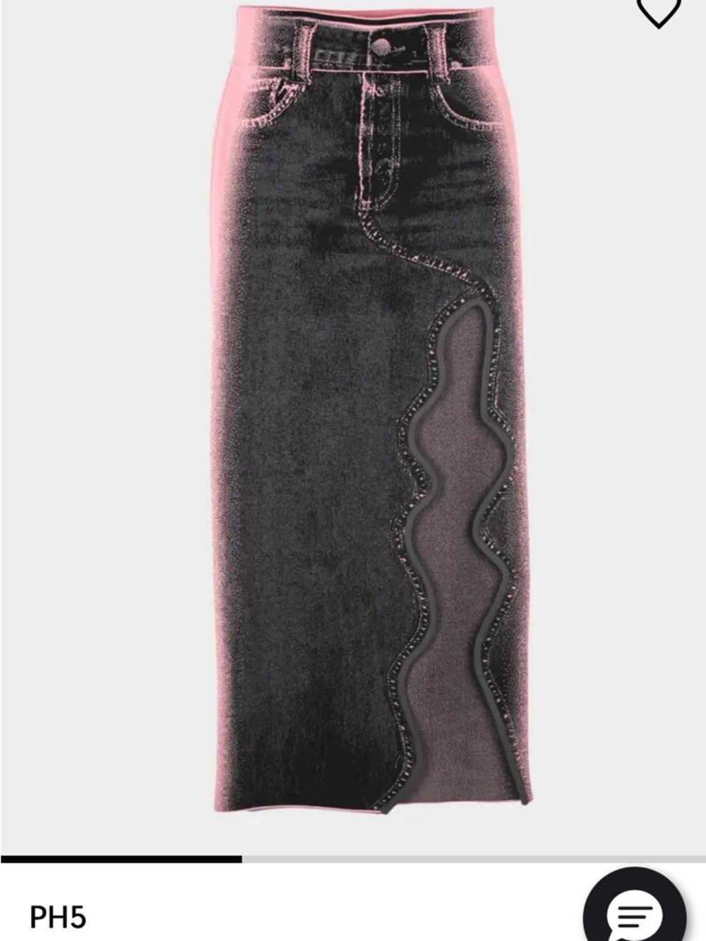 PH5 Black Asymmetrical Scalloped Denim Skirt - Picture 2 of 10